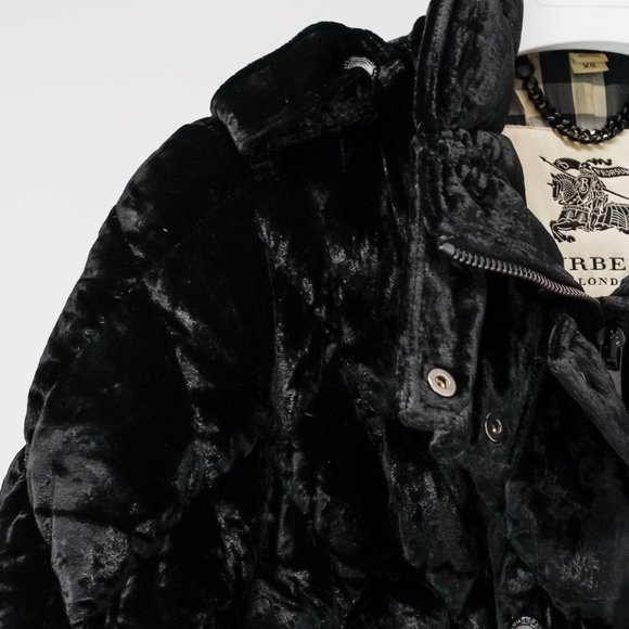 Burberry Black Silk Velvet Puffer Jacket - Picture 5 of 16